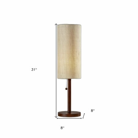 Homeroots Walnut Wood Table Lamp8 x 8 x 31 in. 372561